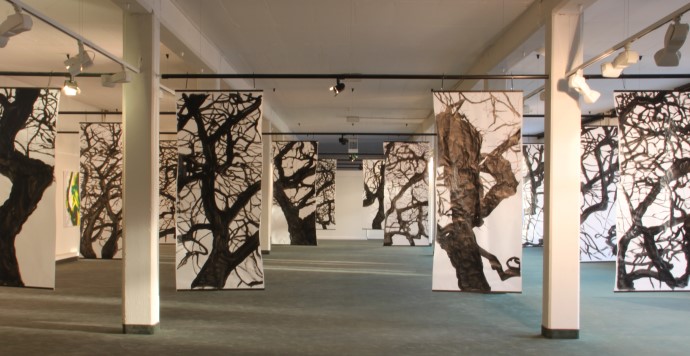 Kunstausstellung - 10 Jahre Kunstetage Lauenau - Installation: Die Architektur der Süntelbuchen